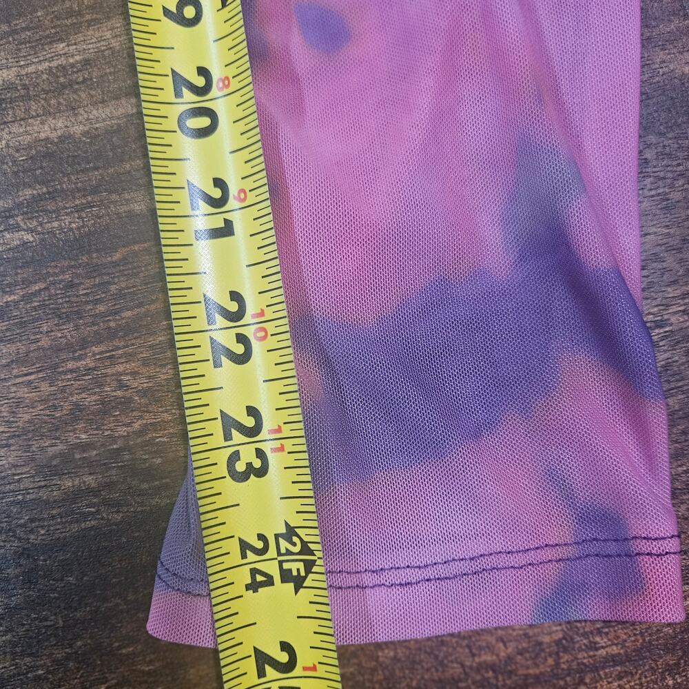 Anthropologie Mesh Turtleneck Top Size XL Pink Purple Sheer Tie Dye - Picture 8 of 8